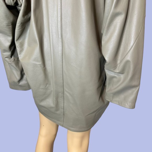 Prégo Unisex Leather Open Jackets Large L Green Collared Padded Shoulders - Picture 10 of 16